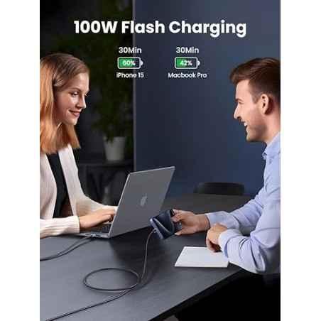 CABLU alimentare si date Ugreen- L512- Fast Charging Data Cable pt smartphone- USB Type-C la USB Type-C 100W- 1m- negru 45063tim