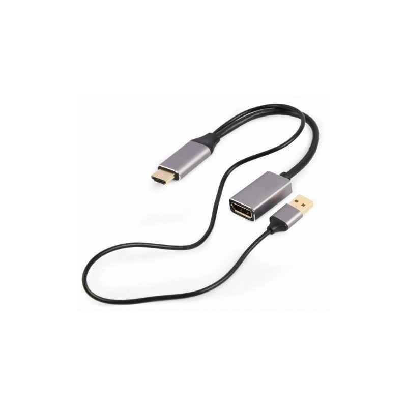 ADAPTOR video GEMBIRD- adaptor HDMIT) la DisplayPortM)- 10cm- rezolutie maxima 4K3840 x 2160) la 60Hz- USB power- negru- A-HDMIM