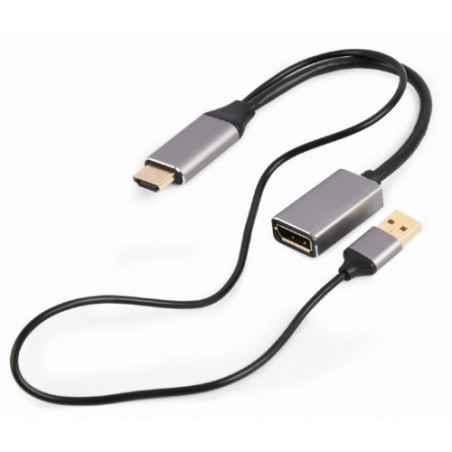 ADAPTOR video GEMBIRD- adaptor HDMIT) la DisplayPortM)- 10cm- rezolutie maxima 4K3840 x 2160) la 60Hz- USB power- negru- A-HDMIM