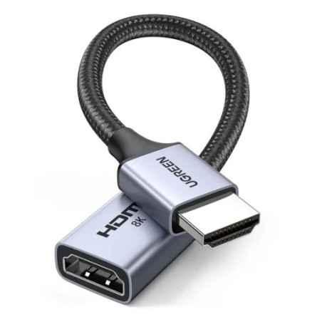 CABLU video prelungitor Ugreen- HD165 HDMI 21T) la HDMI 21M)- rezolutie maxima 8K/60 Hz- conectori auriti- braided- 015m- negru