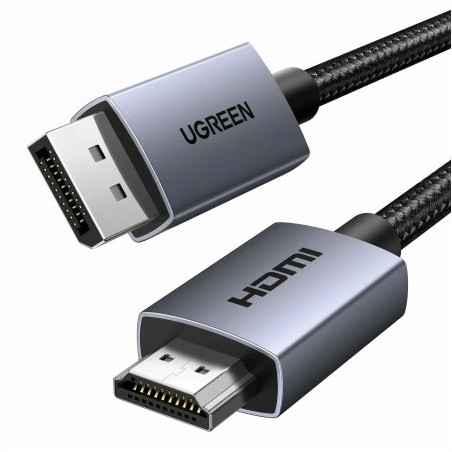 CABLU video Ugreen- DP125 DPT) la HDMIT)- 4K/30Hz- lungime 15m- braided- negru 35841timbru verde 008 lei) - 6941876238415