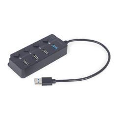 HUB extern GEMBIRD- porturi USB: USB-A 20 x 3- USB-A 31 x 1- conectare prin USB-A 31- cablu 025 m- negru- UHB-U3P1U2P3P-01timbru