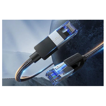 PATCH CORD UTP Ugreen Cat8- NW153 fire din cupru- braided cable- viteza maxima 25 Gbps- 1m- negru 80429timbru verde 018 lei) - 6