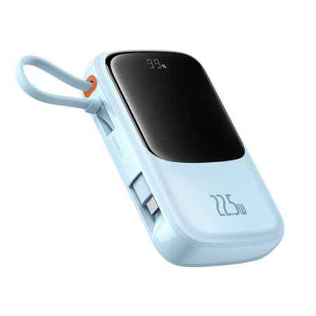POWER BANK Baseus Qpow Pro Digital Display- 10000mAh- 225W- 2 x USB Type-C output/input- 1 x USB- 1 x Lightning- albastru- P1006