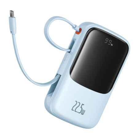 POWER BANK Baseus Qpow Pro Digital Display- 10000mAh- 225W- 2 x USB Type-C output/input- 1 x USB- 1 x Lightning- albastru- P1006