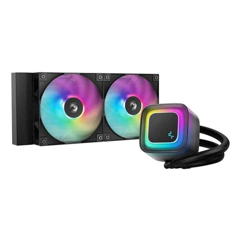 COOLER DeepCool LE240 V2- skt LGA1851- LGA 1700- AM4- AM5- racire cu lichid- 2 x 120mm- 500 - 2100 RPM- RGB adresabil- negru R-L