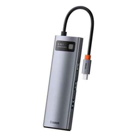 DOCKING Station Baseus Metal Gleam-conec USB-C-USB 30x3-SDx1-microSDx1-RJ-45 Gigabit LANx1-USB-Cx1 PD 100W 5V/9V/145/20V 5AMax)