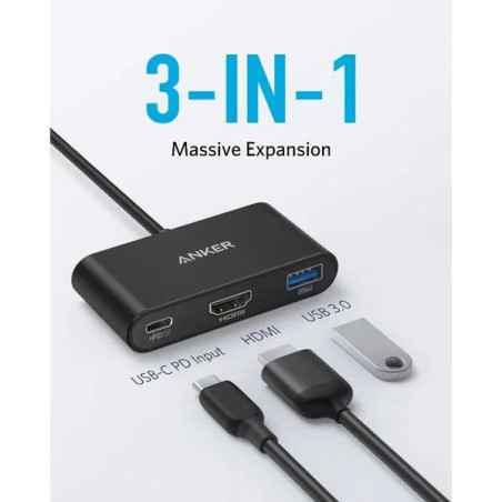 DOCKING Station Anker 3-in-1- porturi: HDMIM) 4K 30Hz- USB 32 gen 1- PD 100W- - conectare prin USB Type-CT)- rata transfer 5 Gbp