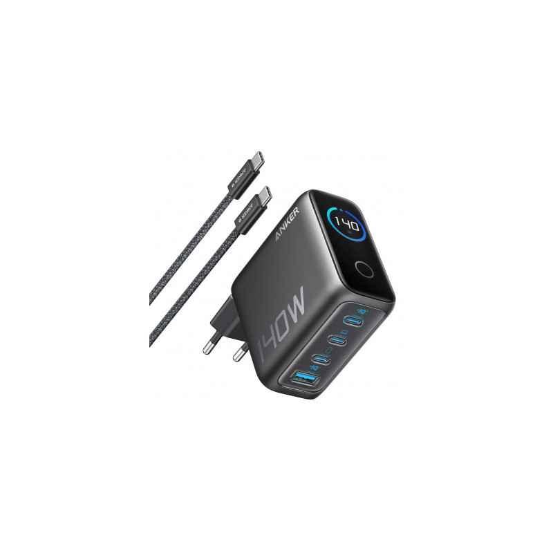 Alimentator retea Anker- 140W- fast charge- 3 x USB-C- 1 x USB-A- incarcare simultana 2 porturi 140W- afisaj LED- PD- gri- B2697