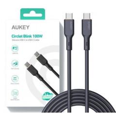 Cablu alimentare si date Aukey- USB Type-CT) la USB Type-CT)- 18m- 480 Mbps- 100W- silicon- negru- LLTSN1040023timbru verde 008