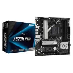 PLACA de BAZA Asrock A520M PRO4- skt AM4- mATX- AMD A520- 4 x DDR4- max 128 GB- 4 x SATA- 2 x M2- 71- A520M PRO4