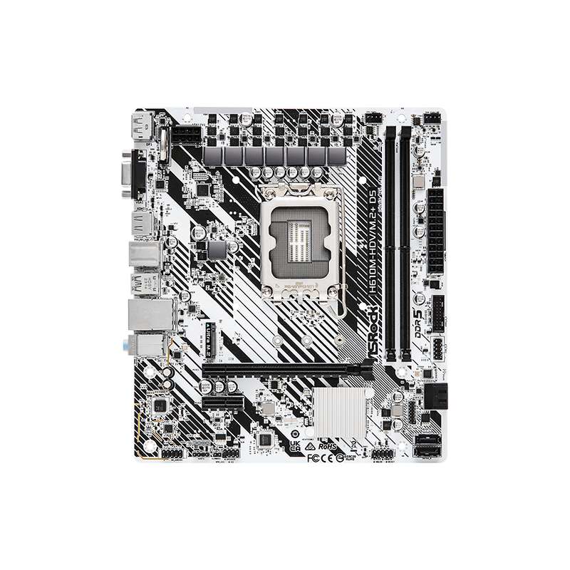 Placa de baza AsRock H610M-HDV/M2 D5- skt LGA 1700- chipset Intel H610- mATX- 2 x DDR5 max 96 GB- USB 32 gen 1- 4 x SATA- 1 x M2