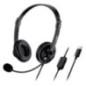 CASTI Genius HS-230U- cu fir- utilizare multimedia- USB-A- microfon pe brat- lungime cablu 24m- control volum pe fir- negru- 317
