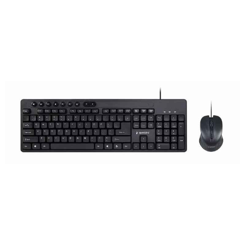 KIT wired GEMBIRD- tastatura 104 taste mouse optic 1600dpi 3 butoane rotita scroll- black KBS-UM-04 timbru verde 08 lei)x