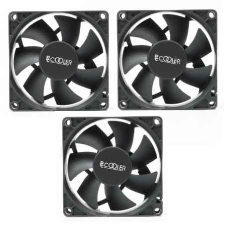 Set 3 ventilatoare PCCooler DN 80- 80mm- 1400 RPM- hydraulic bearing- 1821 cfm- - 3-pin- negru- DN 80 BK 3 IN 1