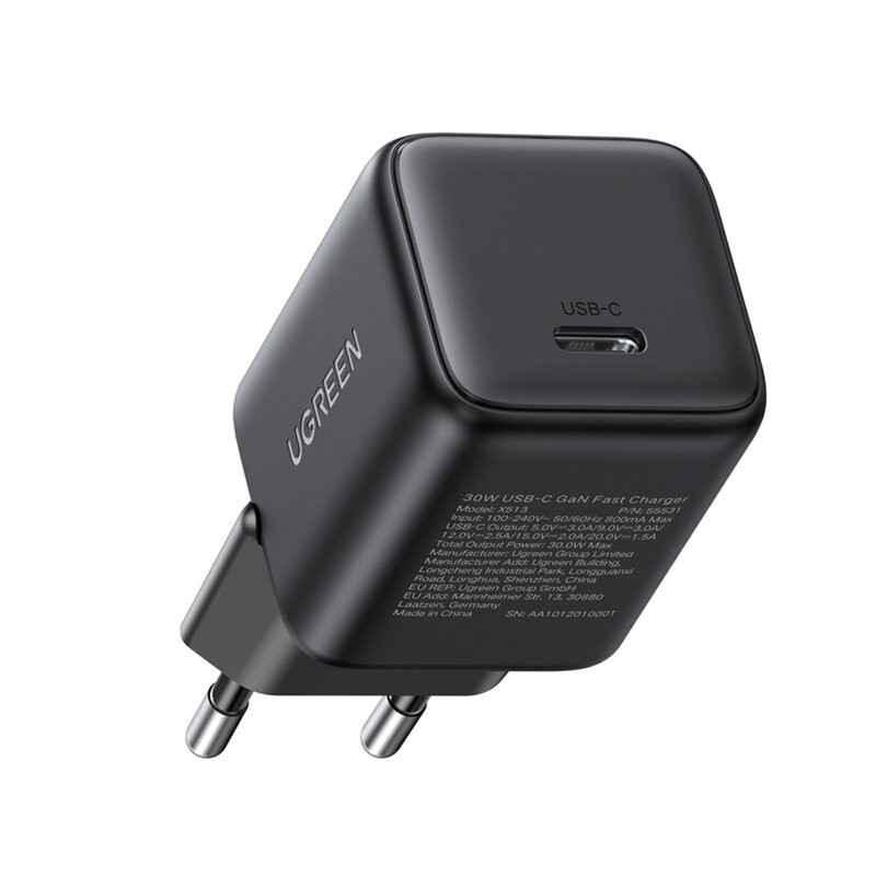 INCARCATOR retea Ugreen GaN X513 Quick Charge 30W- 1 x USB Type-C- negru 65007timbru verde 018 lei)
