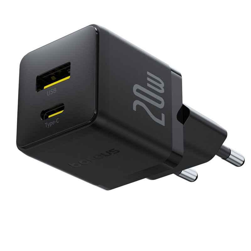 INCARCATOR retea Baseus Palm- Quick Charge 20W- 1 x USB Type-C- 1 x USB- negru P10111608113-00timbru verde 018 lei) - 6932172672