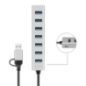 HUB extern LOGILINK- porturi USB: USB 30 x 7- conectare prin USB-C 30- adaptor conectare USB-A- metal- argintiu- UA0441timbru ve