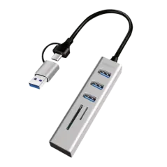 HUB extern LOGILINK- porturi USB: USB 30 x 3- conectare prin USB-C 30- adaptor conectare USB-A- SD/SDHC microSD- metal
