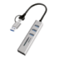 HUB extern LOGILINK- porturi USB: USB 30 x 3- conectare prin USB-C 30- adaptor conectare USB-A- SD/SDHC microSD- metal- arginti