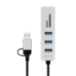 HUB extern LOGILINK- porturi USB: USB 30 x 3- conectare prin USB-C 30- adaptor conectare USB-A- SD/SDHC microSD- metal- arginti