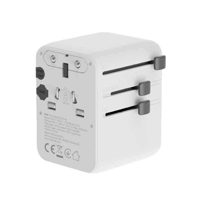 ALIMENTATOR retea 220V GEMBIRD- universal- conectori: US/UK/EU/AU- 2x USB Type-C PD 70W- 2x USB-A 15W- siguranta 10A- max 2500W-