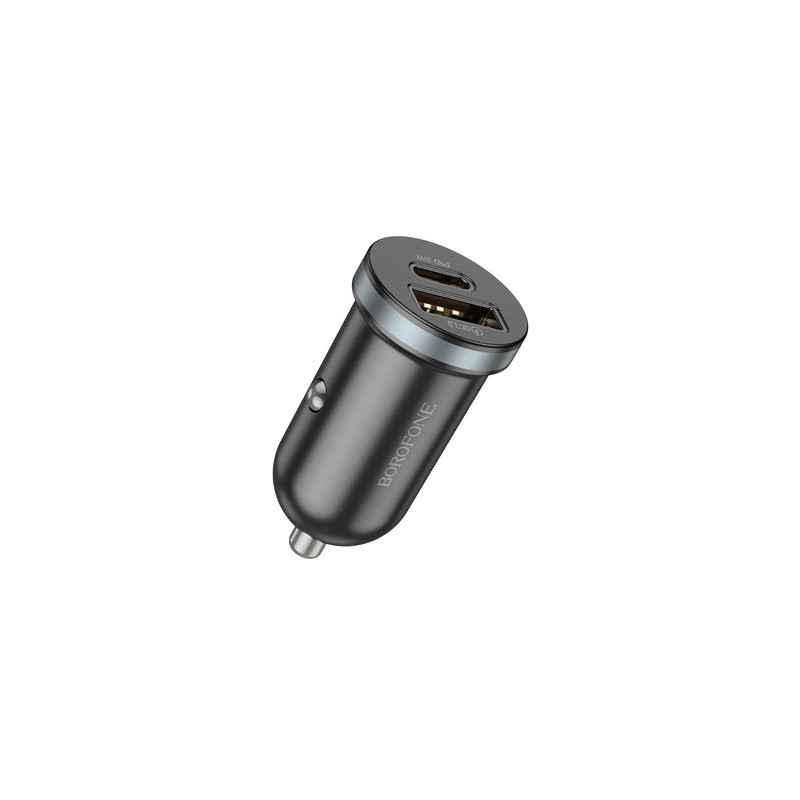 INCARCATOR auto Borofone BZ21- pt bricheta auto- 1 x USB max18W- 1 x USB Type-C max 30W- negru 6941991105180timbru verde 018 lei