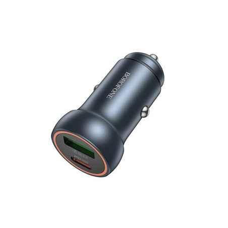 INCARCATOR auto Borofone BZ32A- pt bricheta auto- 1 x USB max18W- 1 x USB Type-C max 30W- gri 6941991118579timbru verde 018 lei)