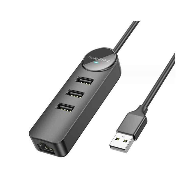 HUB extern Borofone DH6- porturi USB: USB 20 x 3- RJ-45 x 1- conectare prin USB 20- lungime 120cm- negru 6941991104275timbru ver