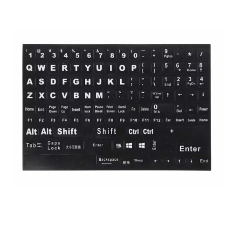 Sticker tastatura layout ENG (US) negru extinsa inclusiv numerice